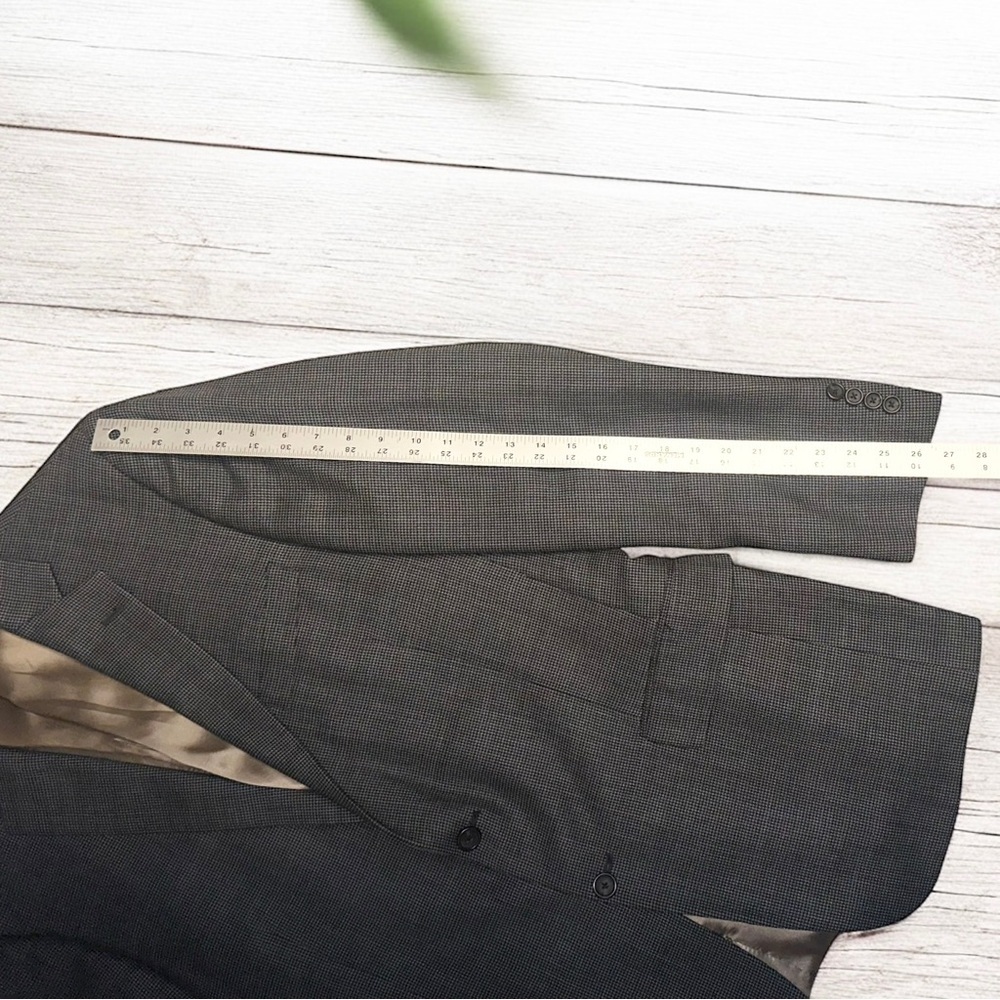 Hart Schaffner Marx Blazer Men’s Grey Houndstooth Made in USA Sports Coat 44L - Picture 10 of 11